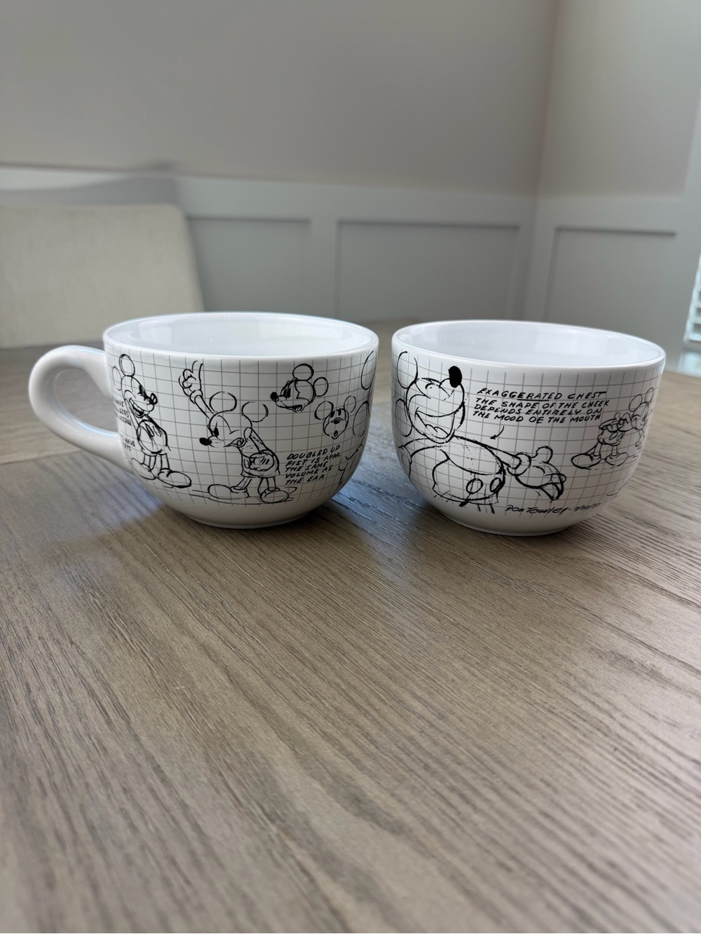Disney Mickey Mouse 90th Anniversary Sketchbook 29 Oz Soup Mug Set of 2 NWT